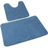 Rururug Tappeto da Bagno in Microfibra 2 Pezzi Tappetino da Bagno Lavabile in Lavatrice Tappeti da Bagno Antiscivolo Assorbente (50x80+50x40cm, Blu)