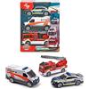 Dickie Toys SOS Team - Set di 3 pezzi composto da ambulanza, polizia e camion dei pompieri con siringa ad acqua, versione tedesca, a partire dai 3 anni in su