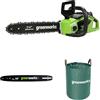 Greenworks Motosega a Batteria con Motore Brushless, Lunghezza Barra 14-Pollice (35 cm),SENZA Batteria 40V e Caricabatterie + Greenworks 35cm Barra + Greenworks Sacco da giardinaggio da 120l