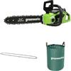 Greenworks Motosega a Batteria con Motore Brushless, Lunghezza Barra 14-Pollice (35 cm), SENZA Batteria 40V e Caricabatterie + Greenworks 35cm Catena +Greenworks Sacco da giardinaggio da 120l