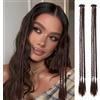 HIVTE xtension Dreadlocks con Clip 50 cm - Extension Capelli Treccine con Perline per Donna, Dreadlock Boho Sintetici per Cosplay e Acconciature Coda di Cavallo (Marrone Scuro)