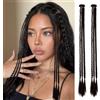 HIVTE xtension Dreadlocks con Clip 50 cm - Treccine Sintetiche con Perline per Donna, Stile Boho Chic per Uso Quotidiano e Cosplay, Capelli Castano e Nero