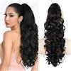 Fulang Hair Coda di cavallo con clip, extension per capelli lunghi, ondulati, ricci, voluminosi, sintetici, per donne