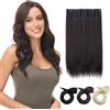 PARXITN Extension Clip in Hair One Piece 5 Clip Weft 30 cm dritto sintetico per donne 3/4 Full Head Mesh Layered Weft 1 ciocca di extension per capelli marrone naturale