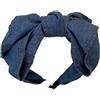 Wambere Fascia per capelli con fiocco in tessuto jeans, accessorio per capelli per donne, fascia intrecciata, accessori per capelli, fascia vintage, accessori per fascia, cerchietto antiscivolo, blu scuro