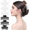 RC ROCHE ORNAMENT 6 pinze per capelli da donna, classiche, a doppio strato, con denti sottili, ad incastro, presa forte, antiscivolo, antiscivolo, accessorio alla moda, colore nero e bianco