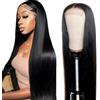 Creuost 30 Pollici Capelli Veri Perücke 1B Nero Naturale 4x1 Swiss Spitze Lace Dritto Frontal Hair Cuneo Dei Capelli Umani Donna Perücken Unprocessed brasiliano Vergine Capelli Pre pizzicati con