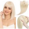 Rich Choices Frangia Clip Capelli Veri 100% Capelli Veri Natural Bangs Extension 3D 360°Hair Toppers Bang Hairtoppers Hairpieces 45cm 48g #60 Biondo Platino