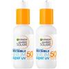 Garnier Ambre Solaire Invisible Serum Siero Viso Super UV Protezione Solare UVA UVB SPF 50+ Molto Alta Formula con Ceramide ad Azione Protettiva contro Inquinamento Urbano - 2 Flaconi da 30ml