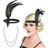 VIKSAUN Fascia per capelli anni '20, collana di perle finte, fascia anni '20 con perline, fascia con piume, fascia con perline Gatsby, accessori per capelli anni '20, per feste in costume, gioielli