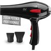 Tempo di saldi Phon Capelli Professionale 2000W - Asciugacapelli Leggero e Silenzioso per Parrucchieri, 3 Impostazioni Temperatura e 2 Velocità, Fono Compatto con Beccuccio Incluso