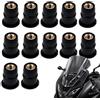 Terraxis 12 Pezzi Dadi in Gomma M5 per Parabrezza Moto, Dadi Espandibili Neri con Inserto Filettato in Ottone, Ricambio di Fissaggio per Cupolino, Carena e Deflettore, Forma Convessa, per Viti M5 da Moto