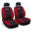 Susy Shop Coppia Di Coprisedili Anteriori Compatibili Per 500X, Set Fodere Auto In Policotone Con Logo Ricamato MADE IN ITALY (Nero/Rosso)