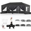 JUMMICO Gazebo 3x6m Pieghevole, Altezza Regolabile, Struttura Stabile, Copertura Esterna Resistente e Impermeabile, con Pareti Laterali, con 4 Sacchi di Sabbia di Peso e Sacca da Trasporto,grigio