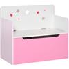 HOMCOM Panca Contenitore Portagiochi 2 in 1 per Bambini da 3-6 Anni Rosa