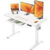 ErGear Scrivania Regolabile in Altezza da Ufficio, 120x60cm, Bianca+cassetti