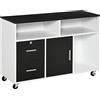 HOMCOM Mobile Porta Stampante a Rotelle, 100x35x65 cm, Nero e Bianco