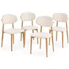 Shally Dogan Set 4 Sedie da Pranzo con Gambe in Metallo Effetto Legno e Seduta in Tessuto, Sedia con Seduta Imbottita Ergonomica Design Moderno, Ideale per Casa, Ufficio, 52 x 47 x 84 cm