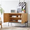 SACOOL Credenza 75 cm, altezza 100 cm, profondità 40 cm, con 2 ante e gambe in metallo, buffet, comò con design a linee