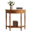 OVOGGPAN Consolle a mezzaluna in legno massello, tavolino da ingresso con cassetto e ripiano, tavolino d'appoggio in stile contemporaneo e vintage per soggiorno, corridoio(Light Walnut,60cm/23.6in)