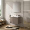 Inbagno Mobile Bagno Sospeso 60 cm Tortora - Mobiletto Lavabo Moderno a Due Ante Push and Pull - Mobile Già Montato con Lavandino ad Incasso Linea Tierra