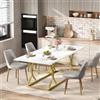 VIVCA Tavolo da pranzo effetto marmo, 200 x 80 cm, design moderno per 8-10 persone, piano del tavolo spesso 2,5 cm, impermeabile e antigraffio, adatto per soggiorno e sala da pranzo.