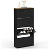 IDMarket - Scarpiera ESTER, capacità massima 24 paia, 4 ante in metallo nero e piano in legno dal design industriale