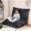 NALONE Pouf Poltrona Sacco con Imbottitura, 4-in-1 XXXL Pouf a Sacco Puffo per Sedersi Ergonomico in Memory Foam 195 cm, Letto da Pavimento con Rivestimento Peluche Lavabile (Grigio)