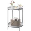 WOLTU Tavolino Salotto Rotondo, Tavolino da Divano con 2 Ripiani Rimovibili | Metallo,Facile da installare,Capacità di carico massima 20 kg,Adatto per soggiorno e camera da letto，Grigio chairo,Ø 50x53cm