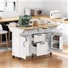 Ligterra Isola mobile da cucina, carrello da cucina, tavolo da pranzo allungabile, armadio da buffet, armadio da cucina con ruote e scomparto per riporre i rifiuti, portasciugamani e ciabatte, 120 x