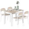 HOMCOM Set da Pranzo 5 Pezzi con Tavolo Rettangolare 4 Sedie Grigio Bianco