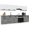 B BELINI GROUP Belini ITALIA 2 Mobile Cucina Completa 240cm Bianco-Grigio Glamour Opaco | Cucina completa componibile, mobili pensili e bassi inclusi, montaggio facile