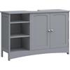 VASAGLE Mobile Sottolavabo, Mobiletto da Bagno, Extra Lungo, 30 x 90 x 60 cm, Armadietto da Bagno con Anta Doppia e Scaffale Aperto, Ripiani Regolabili, Grigio Tortora BBC410P36