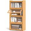 COSTWAY Libreria a 4 Ripiani con Ante, Libreria in Bambù con Ante in Acrilico Trasparente, Mobile Autoportante per Studio Soggiorno Camera da Letto, 69 x 34 x 140 cm (Naturale)