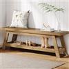 Tribesigns Panchina da ingresso in legno da 140 cm, con scarpiera, grande panca a 2 livelli stretti per corridoio, atrio, con ripiani aperti, per ingresso, camera da letto, fango