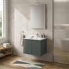 Inbagno Mobile Bagno Sospeso 60 cm Verde - Mobiletto Lavabo Moderno a Due Ante Push and Pull - Mobile Già Montato con Lavandino ad Incasso Linea Tierra