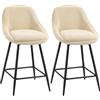 HOMCOM Set 2 Sgabelli Bar con Schienale e Braccioli Girevole 360° Beige | Poggiapiedi Integrato, Sedie Bar Alte in Velluto a Coste, per Soggiorno Sala da Pranzo Penisola Cucina