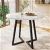 NADEUSAK Tavolo da pranzo rotondo moderno in marmo, struttura unica in metallo, tavolo da cucina, adatto per sala da pranzo, soggiorno, 80 x 80 cm, bianco/nero (1 pezzo)