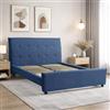 EVERGREENWEB MATERASSI & BEDS EVERGREENWEB - Letto Matrimoniale Moderno con Rete a 26 Doghe in Legno 160x195 cm, Elegante Testiera Imbottita in Tessuto Morbido Blu, Piedi incl. Struttura Rinforzata, Montaggio Facile, Mod DALLAS