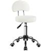 KKTONER Sgabello Girevole Regolabile 48-64cm con Schienale 135kg Bianco
