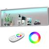 Bernkot Doccia a parete in acciaio inox con LED RGB, nicchia da parete, con telecomando, 90 cm x 30 cm, colore: argento