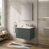 Inbagno Mobile Bagno Sospeso 80 cm Verde - Mobiletto Lavabo Moderno a Due Ante Push and Pull - Mobile Già Montato con Lavandino ad Incasso Linea Tierra