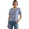 Cecil Maglietta a Mezze Maniche con Righe e Scritta in Lingua Inglese Deep River Blue XS
