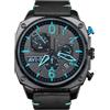 AVI-8 Mens 45mm Hawker Hunter Retrograde Chronograph Blue Diamond Japanese Quartz Pilot Watch with Leather Strap AV-4052-05