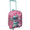 CARTOON Zaino Trolley Stitch e Angel Disney 28 cm con Maniglia Estensibile