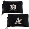 D&Vlab Set 2 Pochette da Viaggio Personalizzate per Coppia Uomo Donna - Pochette Nere in Tela Doppio Strato - Con Nomi Ricamati - Idea Regalo San Valentino, Anniversario, Lui e Lei ''LETTER NOME''