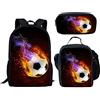 THKVSV Zaino per la scuola media, per ragazzi, alla moda, borsa per il pranzo, borsa per matite, borsa per libri, stampa basket, Calcio 5, taglia unica, Zaino daypack