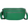 AMBRA Moda AmbraModa GLX2 - Marsupio unisex piccolo in vera pelle, verde, m, Marsupio marsupio, borsa a tracolla