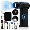 Zosudull Aria Compressa Spray Elettrico con display a LED, Spolverino ad aria compressa 180000 U/min Air Duster del ventilatore di polvere con torcia elettrica(10000mAh), turboventilatore a 4 velocità