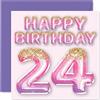Stuff4 Biglietto di auguri il 24° compleanno da donna palloncini rosa e viola